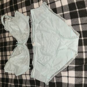 Chantelle lace sheer bra and panty set in baby blue